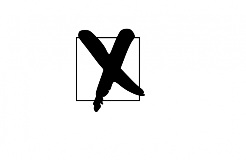 Black cross in voting box