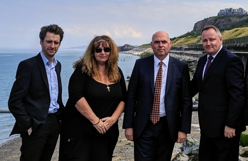 Cllr Sam Rowlands, Cllr Cheryl Carlise, Paul Davies AM and Darren Millar AM at Old Colwyn’s sea defences
