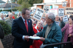 Darren Millar AM receiving a petition in Abergele