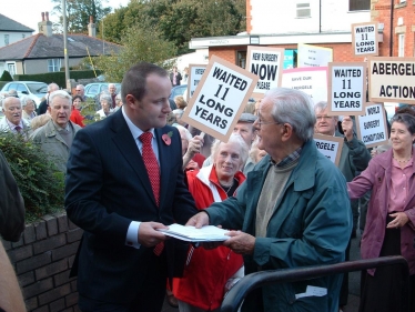 Darren Millar AM receiving a petition in Abergele